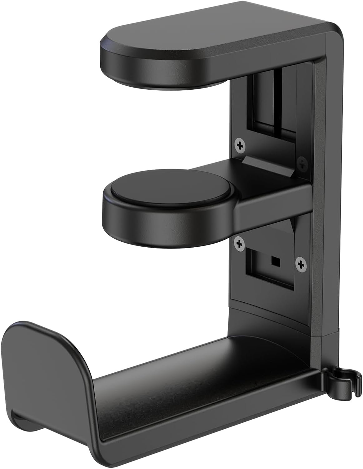 EURPMASK Rotating Headphone Stand - PC Gaming Headset Holder, Adjustable Clamp-on Under Desk Hanger With 360 Degree Swivel & Cable Clip Organizer - Black