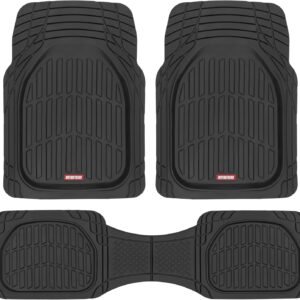 Motor Trend FlexTough Floor Mats for Cars, Black Deep Dish All-Weather Car Mats, Waterproof Trim-to Fit Automotive Floor Mats for Cars Trucks SUV, Universal Floor Liner Car Accessories