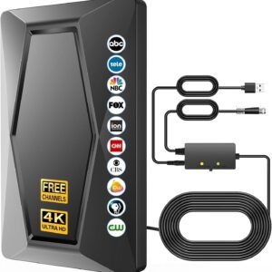 TV Antenna Indoor Antenna for Smart TV Long Range Reception HD Digital Antenna Outdoor with Amplifier Signal Booster for Local Channels Supports 4K 1080p
