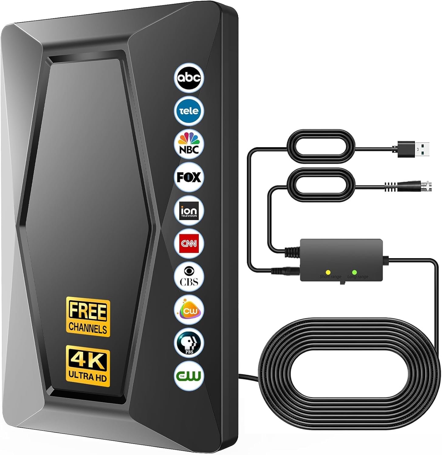 TV Antenna Indoor Antenna for Smart TV Long Range Reception HD Digital Antenna Outdoor with Amplifier Signal Booster for Local Channels Supports 4K 1080p