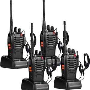 pxton Walkie Talkies Long Range for Adults with Earpieces,16 Channel Walky Talky Rechargeable Handheld Two Way Radios with Flashlight Li-ion Battery and Charger（4 Pack）