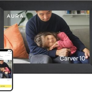 Aura Carver HD WiFi Digital Picture Frame, 10.1”, Add Photos with Aura App, Free Unlimited Storage - Wirecutter’s Pick for Best Digital Photo Frame 2022 - Gravel