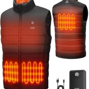 ZKN Heated Vest for Men with 14400mAh Battery Pack, 3 Heating Levels Men's Heated Vest, Lightweight Heated Jackets for Winter