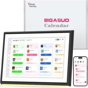 BIGASUO 10.1" Digital Calendar, Smart Touchscreen Interactive Display, Electronic Organizer for Monthly, Weekly & Daily Agenda, Chore Chart, Meal Planner, To Do List, Family Schedules, Picture Frame