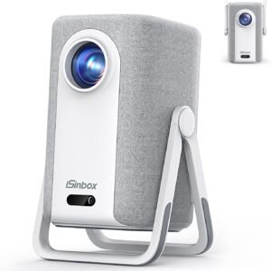 [Short Throw/1200ANSI/Built in Apps] 4K Outdoor Projector with WiFi and Bluetooth, Auto Focus Projector with Dual-Mode Stand, Smart Portable Proyector with Netflix/YouTube/PrimeVideo & Dolby