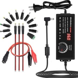 144W Power Supply Adjustable DC 3V ~ 36V Variable Universal Switching AC/DC Adapter Minidodoca AC to DC Converter with LED Voltage Display and 16 Tips, for 3V to 36V Household Electronics - 4000mA Max