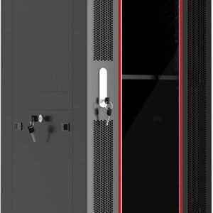 42U Server Rack Cabinet, 39” Deep 19” Network Enclosure on Wheels, Glass Door, Temperature Control System with 4 Fans, 8-Way PDU, Shelf, IT & AV Data Cabinet