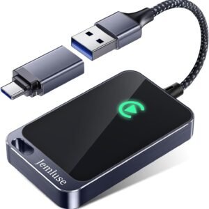 Jemluse Wireless CarPlay Adapter for Apple iPhone - Multi-User Seamless Connection for Convert Wired to Wireless Car Play Adapter - No Latency from iOS 10+ to Screen w/USB C (Gray)