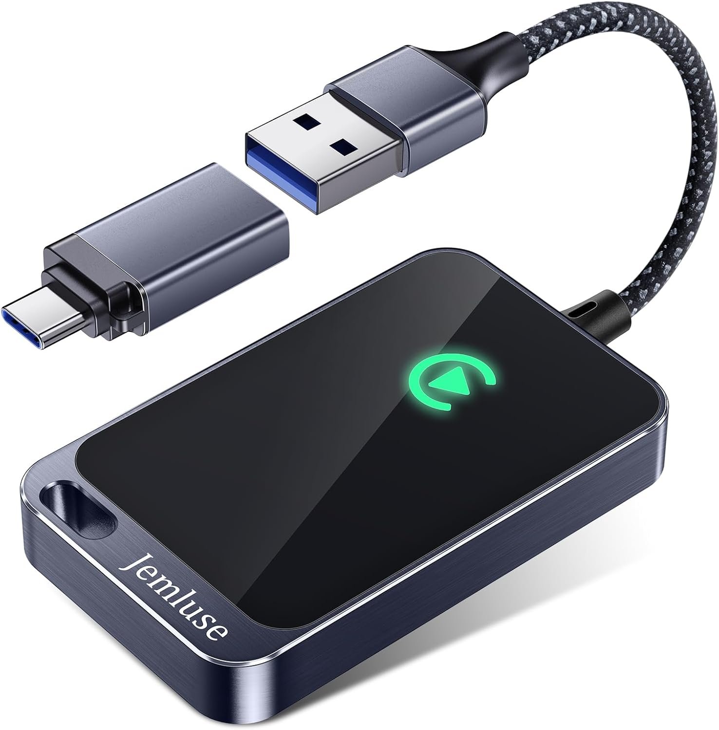 Jemluse Wireless CarPlay Adapter for Apple iPhone - Multi-User Seamless Connection for Convert Wired to Wireless Car Play Adapter - No Latency from iOS 10+ to Screen w/USB C (Gray)