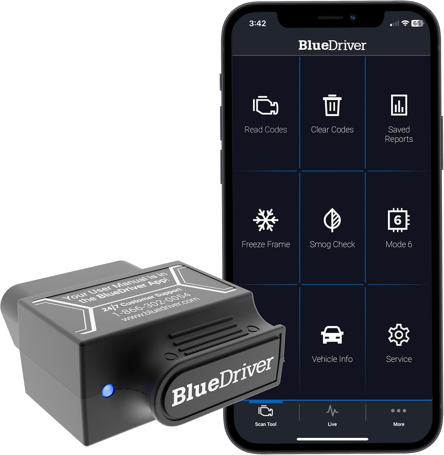 BlueDriver Pro OBD2 Scanner Diagnostic Tool | Bluetooth Car Code Reader for iPhone & Android | No Subscription | Check Engine, ABS, SRS & Airbag | Vehicles 1996+