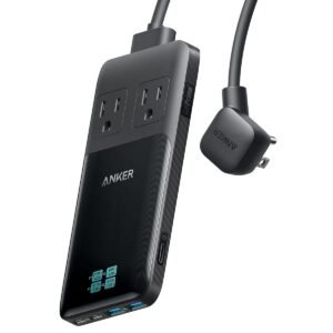 Anker Prime Charging Station, 140W 6-in-1 Travel Power Strip, 5ft Detachable Extension Cord with Multiple Outlets, 2 AC, 2 USB C, 2 USB A, Desk Accessories, Home Office (Non-Battery/Wireless)