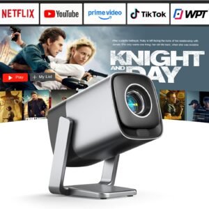 [Compatible with Netflix & TOF Real-time Focus] Mini Projector with WiFi and Bluetooth, XuanPad Silver Smart Projector 4K Support, Dolby Audio & Keystone, 210° Rotatable Stand for Home