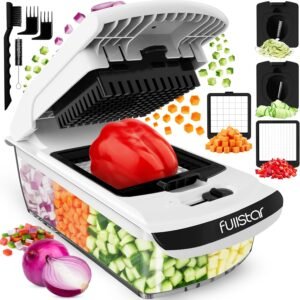 Fullstar The Original Pro Chopper - Vegetable Chopper and Spiralizer, Food Chopper with Container, Fruit Slicer, Kitchen Gadgets & Gifts, Home Essentials (4 in 1, White)