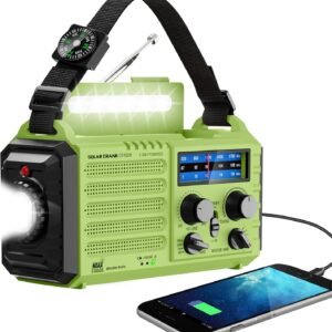 NOAA Weather Radio, Emergency Hand Crank Radio with Solar Charger, Portable Battery Operated AM FM Shortwave Radio with LED Flashlight, USB Charger, Earbud Jack, SOS Alert for Home Survival Hurricane