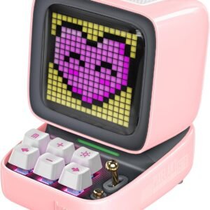 Divoom Ditoo Retro Pixel Art Game Bluetooth Speaker with 16X16 LED App Controlled Front Screen (Pink)