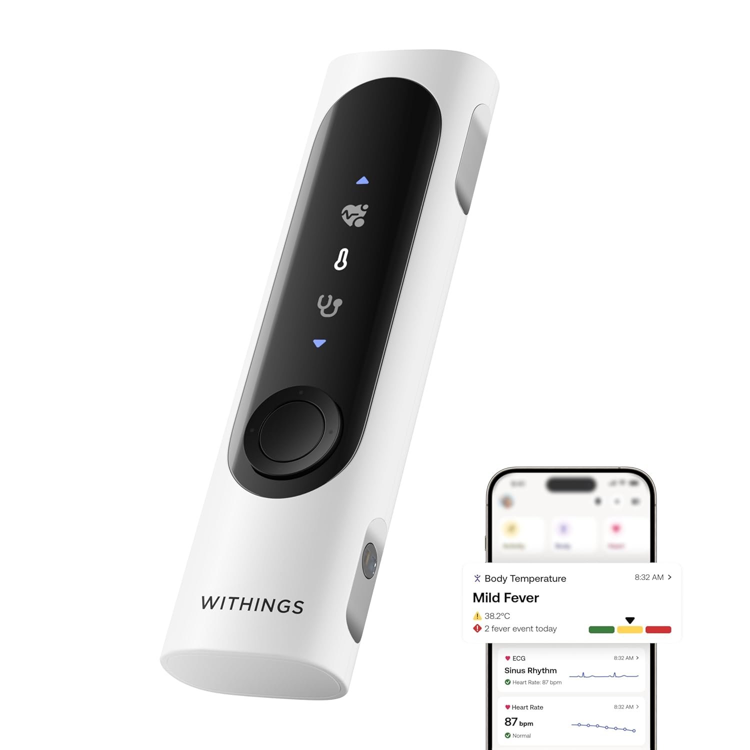 WITHINGS BeamO - Contactless Smart Digital Thermometer, MultiScan Device, ECG Monitor, Digital Stethoscope, Children & Adults, Multi-User, Family Care