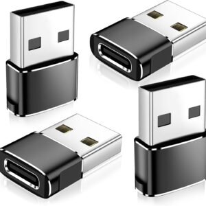 𝟒𝐏𝐚𝐜𝐤 𝐔𝐩𝐠𝐫𝐚𝐝𝐞𝐝 USB to USB C Adapter,Type-C Female to A Male Charger Converter for iPhone 17 Charger,iWatch Ultra SE 9 10,iPhone 17 Pro Max 16 15 14,Samsung S25,AirPods,iPad,Car,Xbox